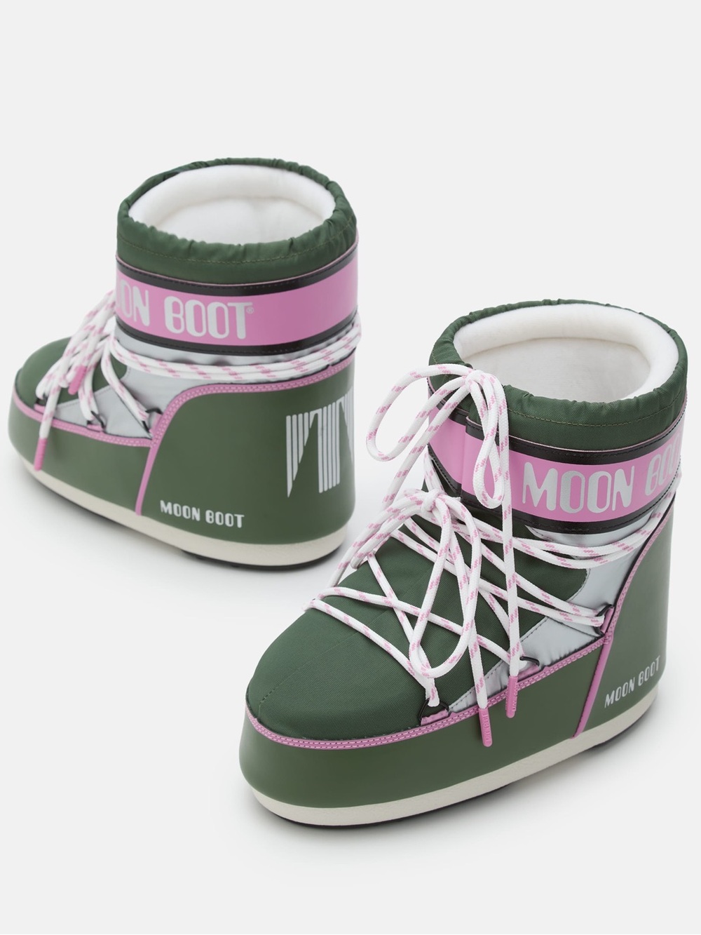 MOON BOOTS ICON LOW SPACE RACING GREEN SNOW WINTER BOOTS Size 8-9.5